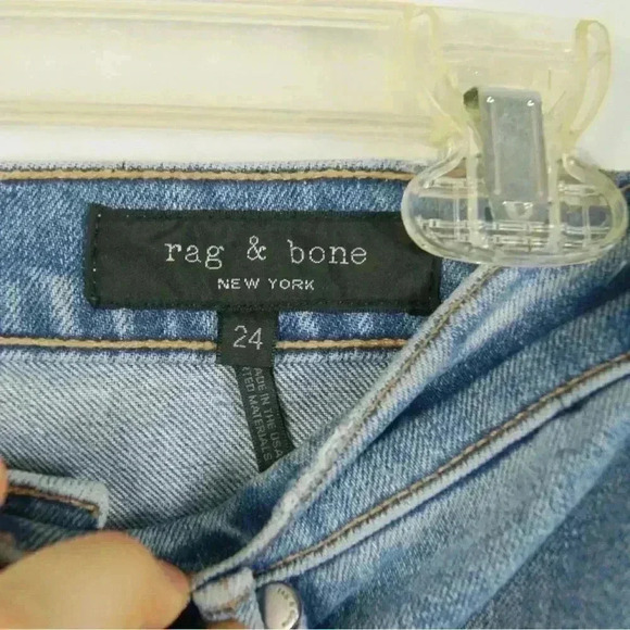 Rag & Bone New York Blue Farrah Raw Hem High Rise Denim Jeans - Picture 5 of 5